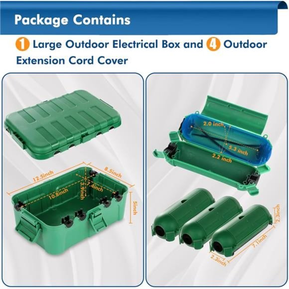 [5 Pieces] Large Outdoor Electrical Box, Waterproof Connection Box, Green - Picture 3 of 6